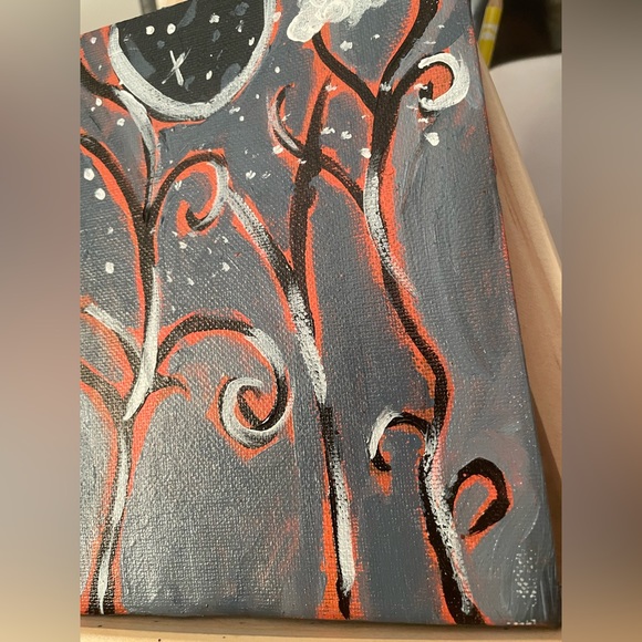 “Dark night trees” acrylic canvas painting - Picture 3 of 4